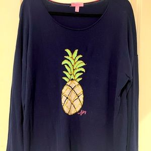 Lilly Pulitzer Pineapple Roselle Sweater Size XL in Navy